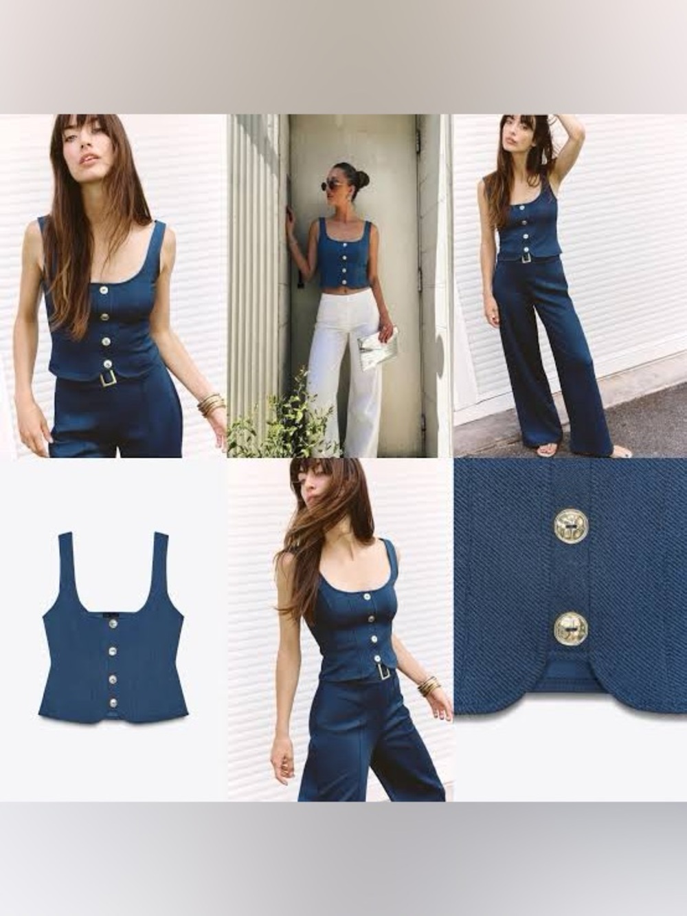 Zara knit top with gold buttons and pants set size small - Picture 3 of 3